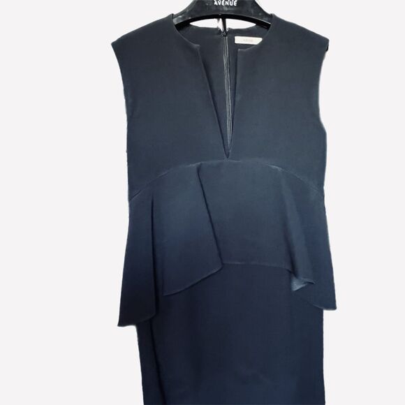 CELINE Phoebe Philo Peplum Black Mini Dress Empire Waist 40 US M/8 Crepe - Picture 9 of 12